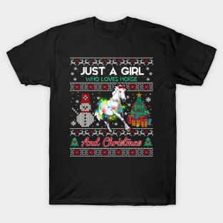 Just a girl who loves horse and christmas T-Shirt